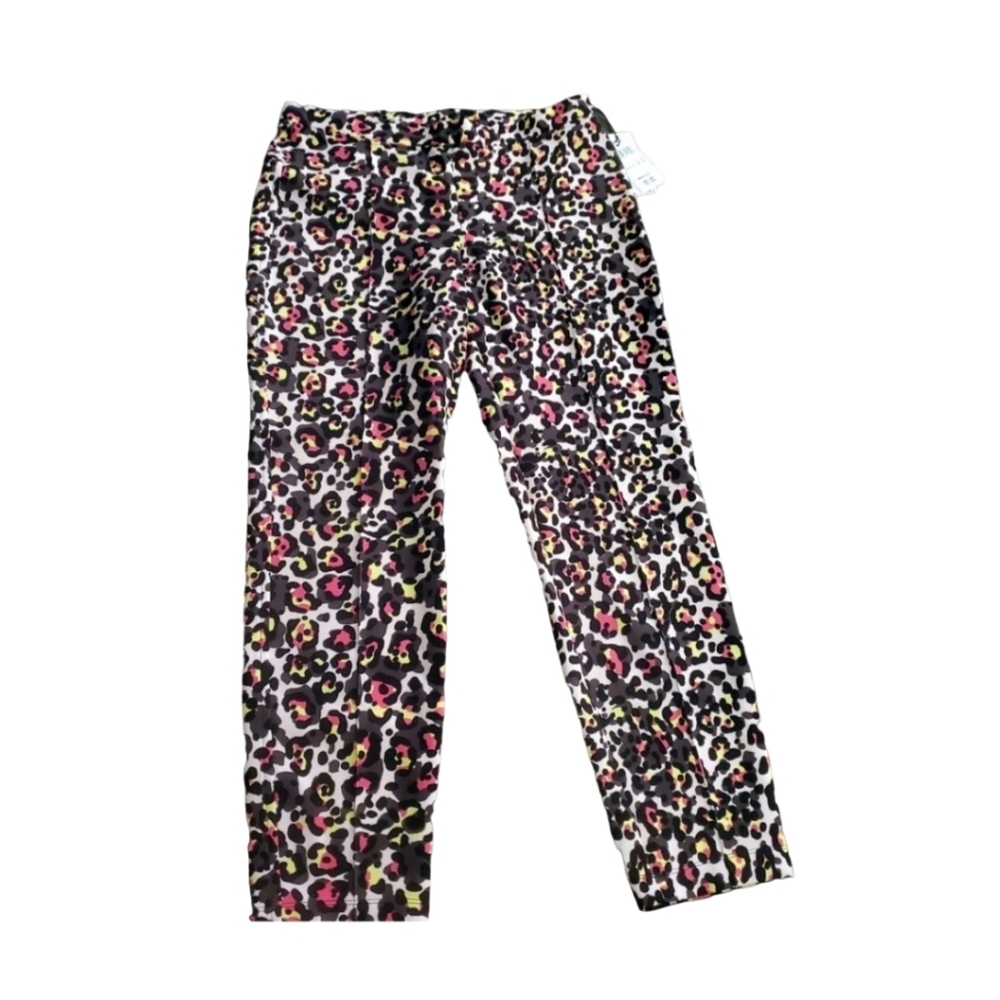 Marc Cain Crop Cheetah pants with pink and yellow N4 US 10 NWT